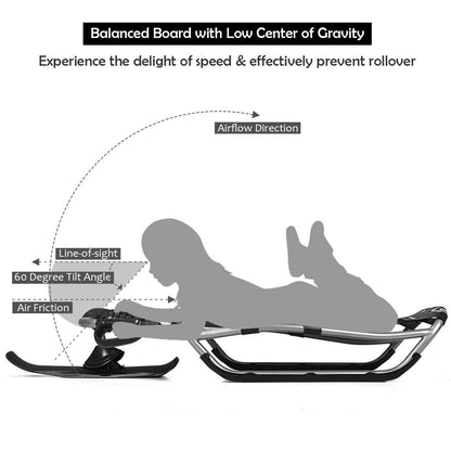 Snow Racer Sled with Textured Grip Handles and Mesh Seat, Black Winter Sports & Activities   at Gallery Canada