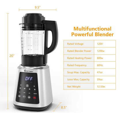 Professional Countertop Blender 8-in-1 Smoothie Soup Blender with Timer, Black - Gallery Canada