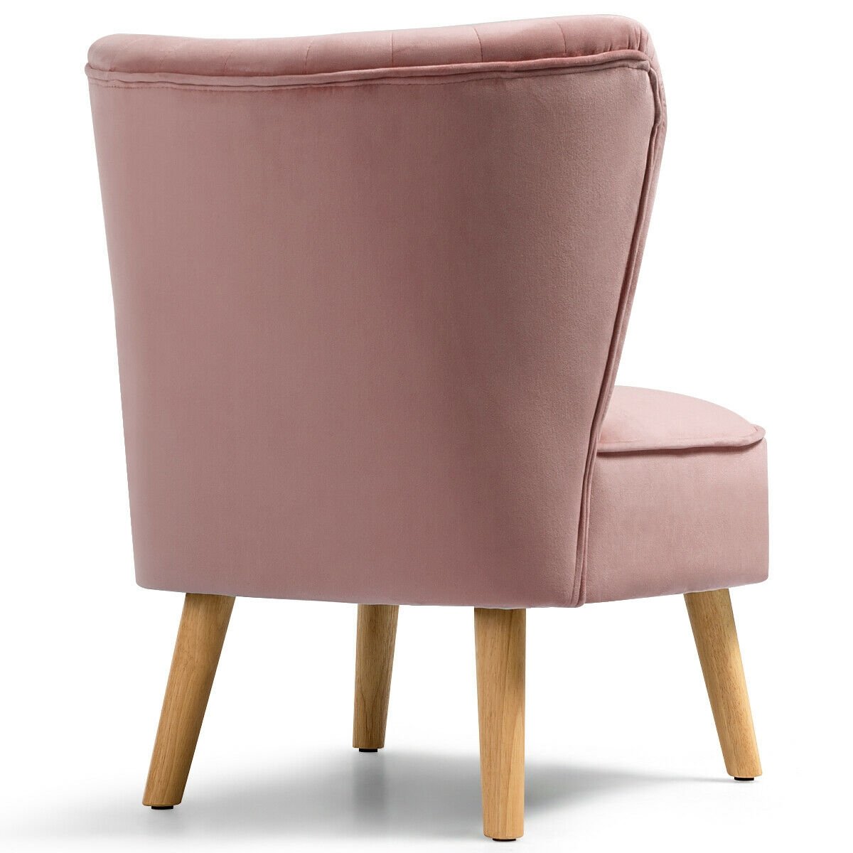 Modern Armless Velvet Accent Chair with Wood Legs, Pink Accent Chairs   at Gallery Canada