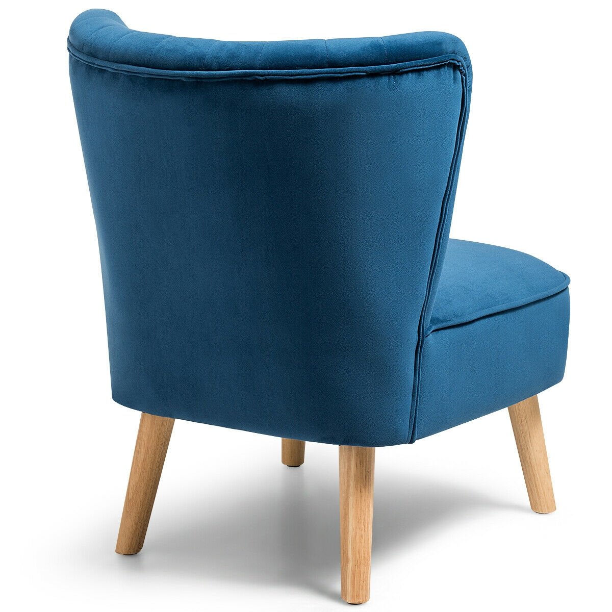 Modern Armless Velvet Accent Chair with Wood Legs, Blue Accent Chairs   at Gallery Canada