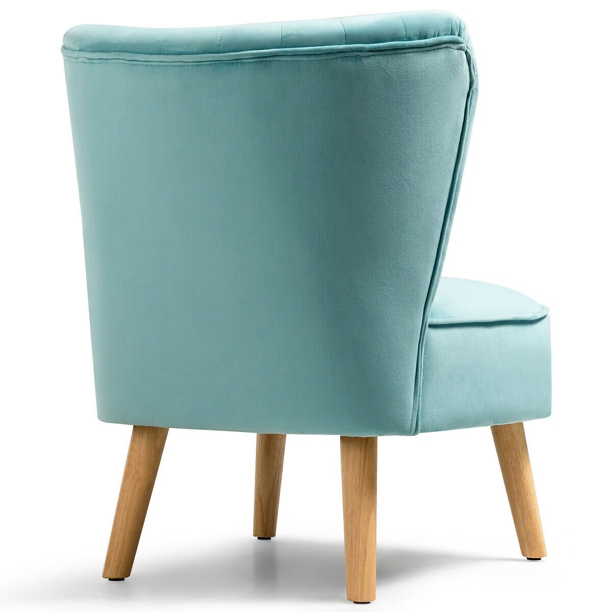 Modern Armless Velvet Accent Chair with Wood Legs, Green Accent Chairs   at Gallery Canada