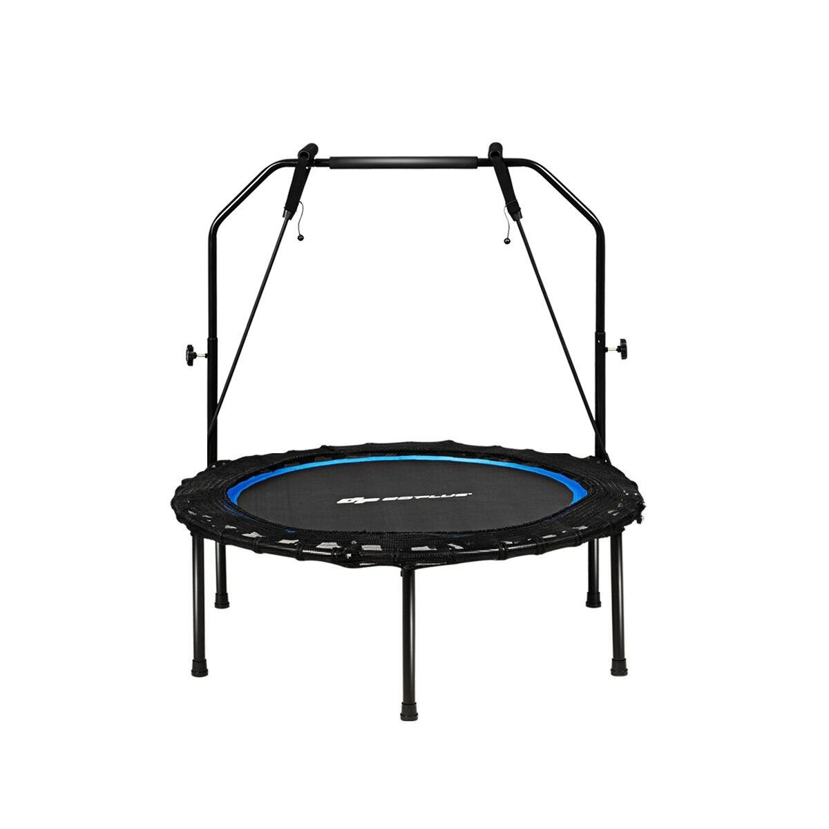 40 Inch Foldable Fitness Rebounder with Resistance Bands Adjustable Home, Blue Trampolines   at Gallery Canada