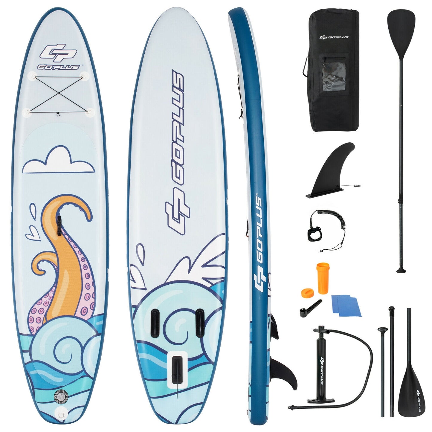 10.5 feet Inflatable Stand Up Paddle Board Surfboard with Aluminum Paddle Pump-10.5 feet, Multicolor Surfing Multicolor - 10.5 Feet at Gallery Canada