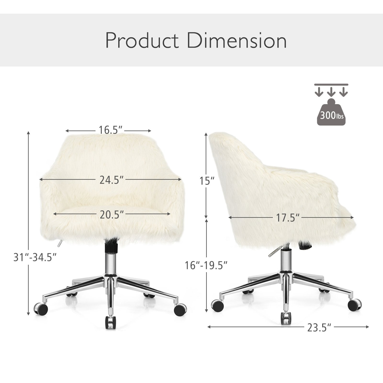 Modern Fluffy Faux Fur Vanity Office Chair for Teens Girls, Beige Leisure Chairs   at Gallery Canada