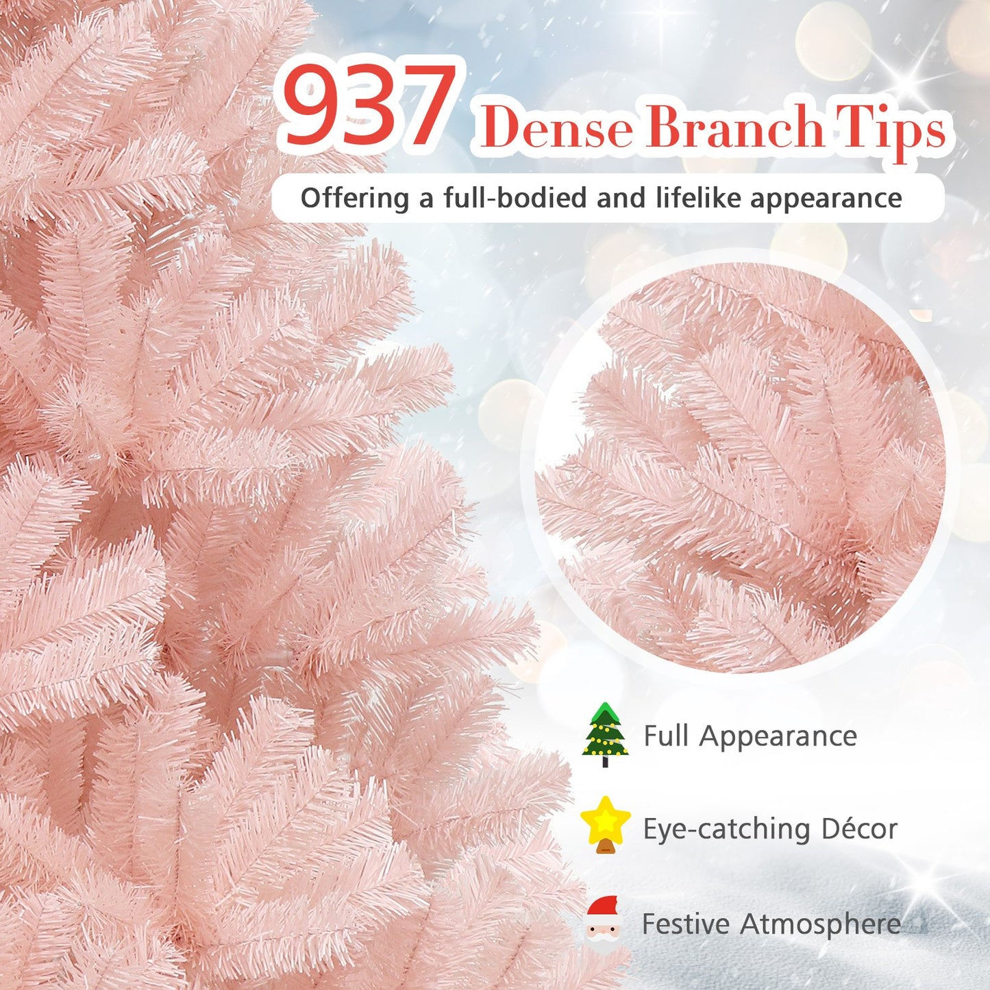 6/7 Feet Artificial Christmas Tree Hinged Full Fir Tree-7 ft, Pink Christmas Tree   at Gallery Canada