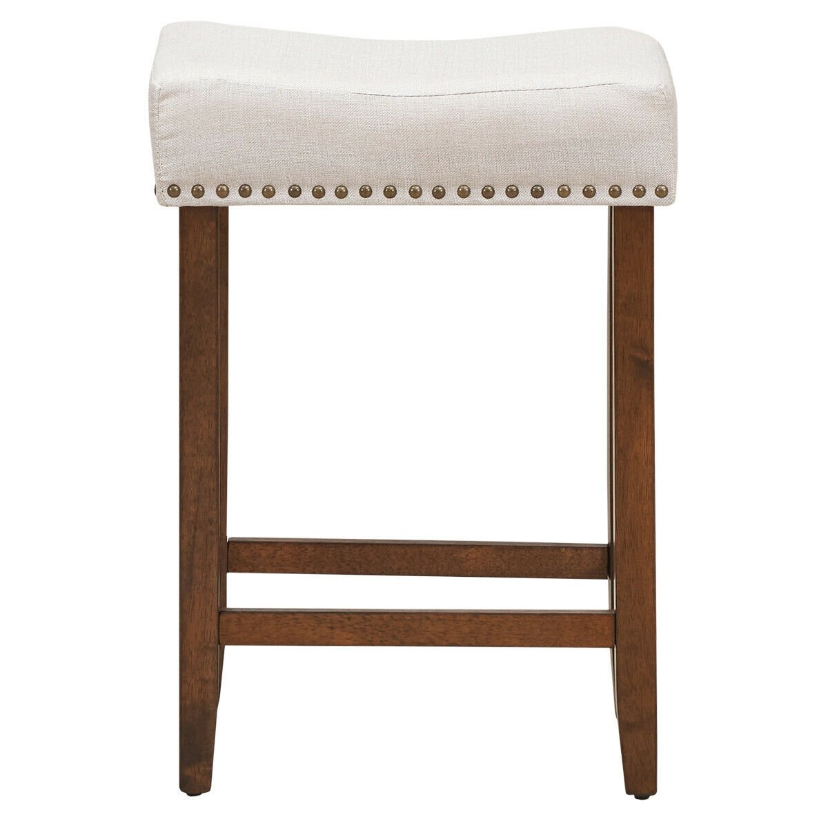 Set of 2 Nailhead Saddle Bar Stools 24 Inch Height, Beige Bar Stools   at Gallery Canada