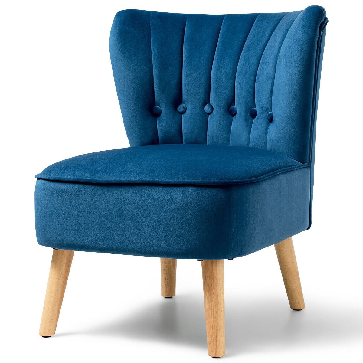 Armless Accent Chair Tufted Velvet Leisure Chair, Blue Accent Chairs   at Gallery Canada