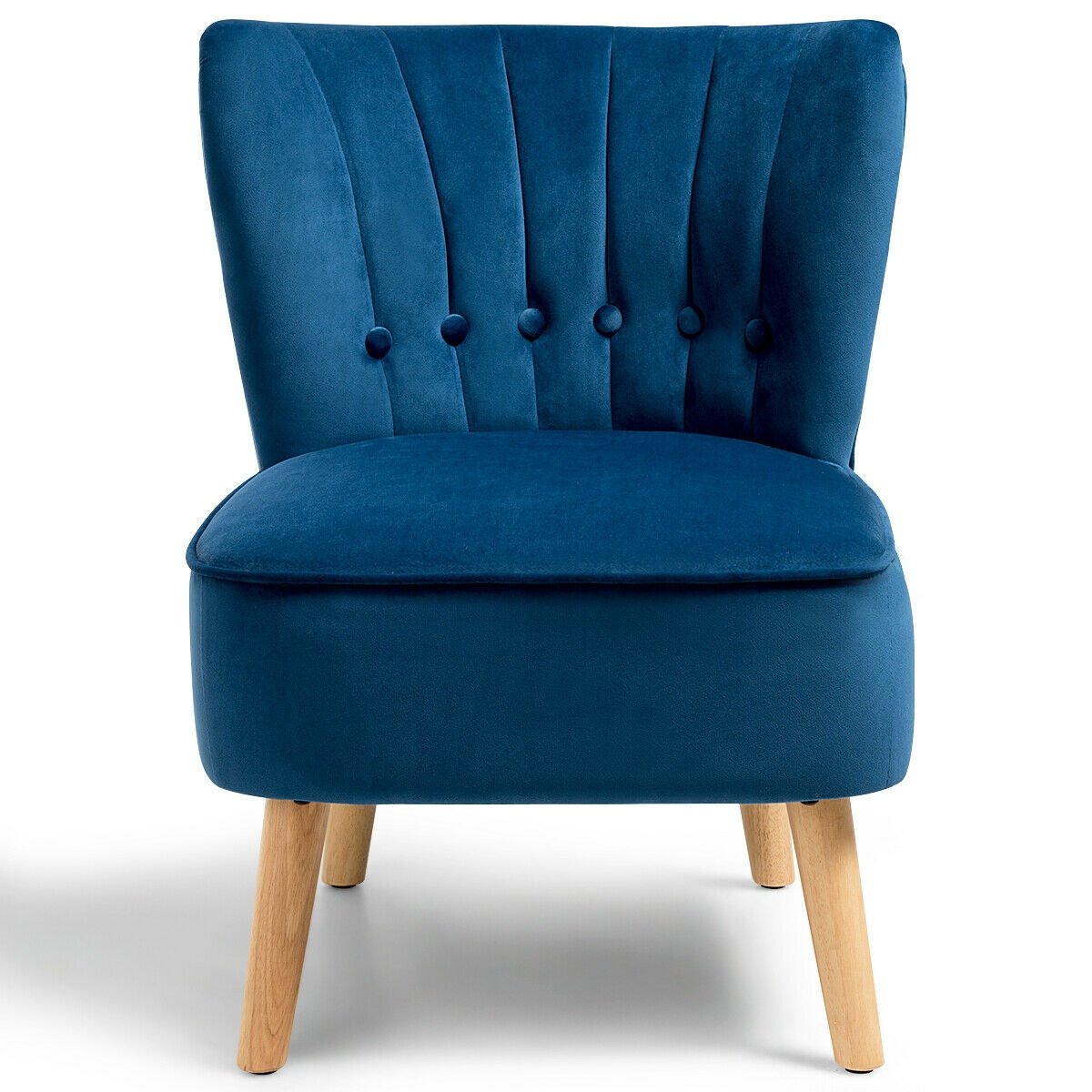 Armless Accent Chair Tufted Velvet Leisure Chair, Blue Accent Chairs   at Gallery Canada