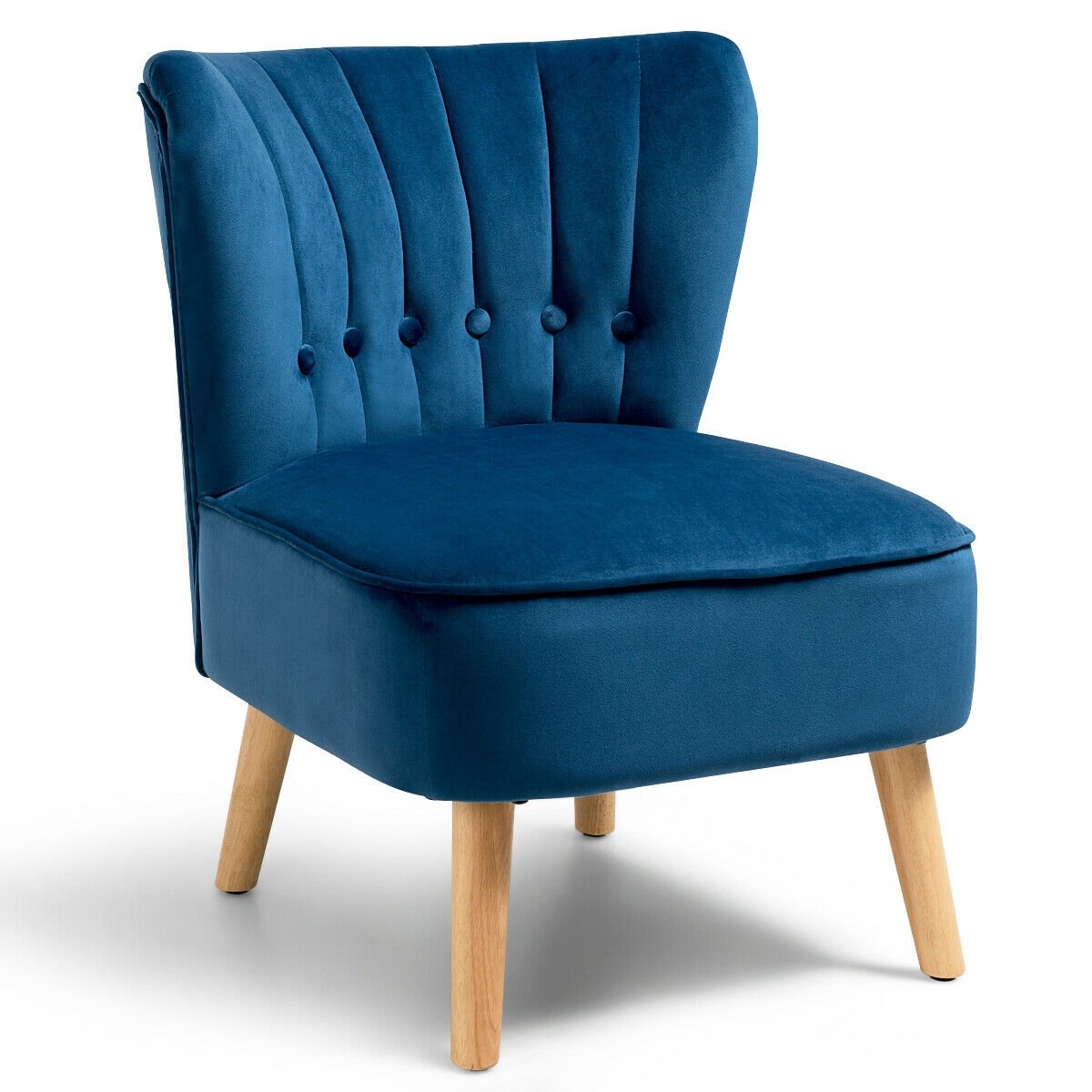 Armless Accent Chair Tufted Velvet Leisure Chair, Blue Accent Chairs   at Gallery Canada