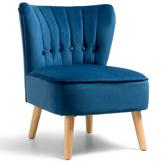 Armless Accent Chair Tufted Velvet Leisure Chair, Blue Accent Chairs   at Gallery Canada