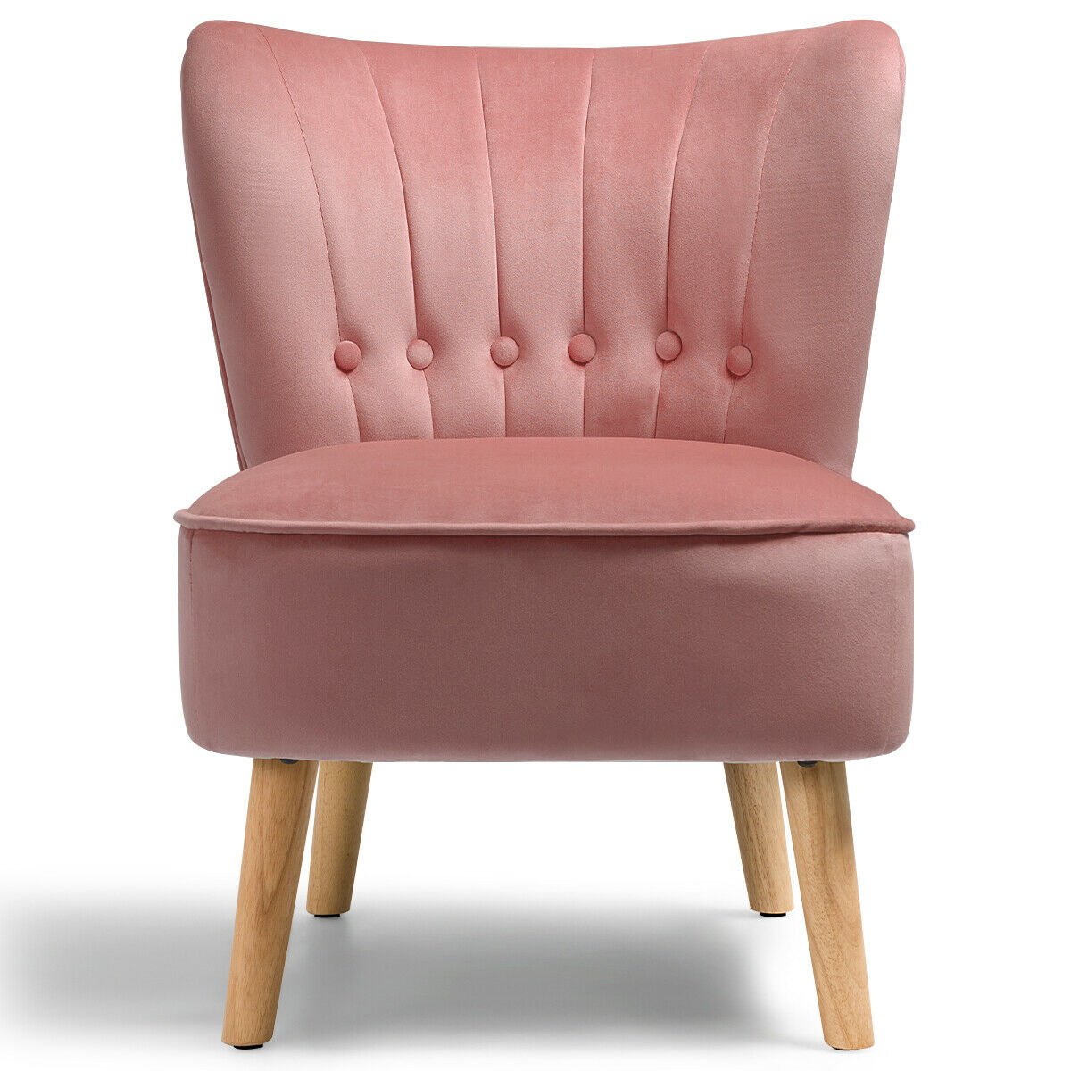 Armless Accent Chair Tufted Velvet Leisure Chair, Pink Accent Chairs   at Gallery Canada