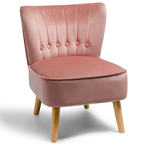 Armless Accent Chair Tufted Velvet Leisure Chair, Pink