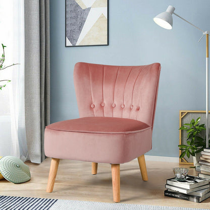 Armless Accent Chair Tufted Velvet Leisure Chair, Pink Accent Chairs   at Gallery Canada