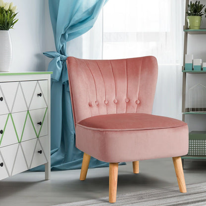 Armless Accent Chair Tufted Velvet Leisure Chair, Pink Accent Chairs   at Gallery Canada