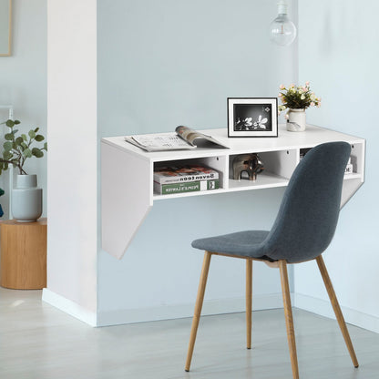 Wall Mounted Floating Computer Table Desk Storage Shelf, White Laptop Tables & Printer Stands   at Gallery Canada