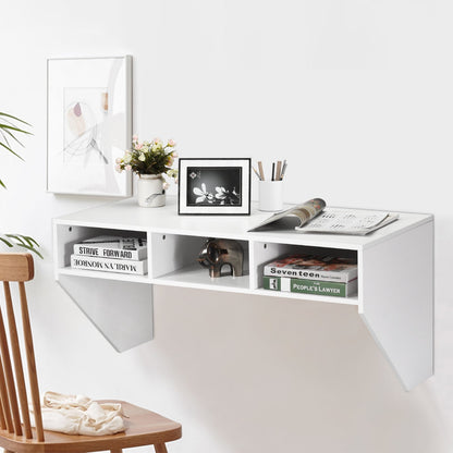 Wall Mounted Floating Computer Table Desk Storage Shelf, White Laptop Tables & Printer Stands   at Gallery Canada