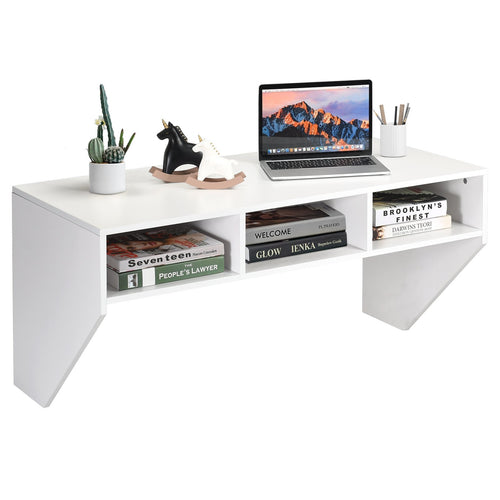 Wall Mounted Floating Computer Table Desk Storage Shelf, White