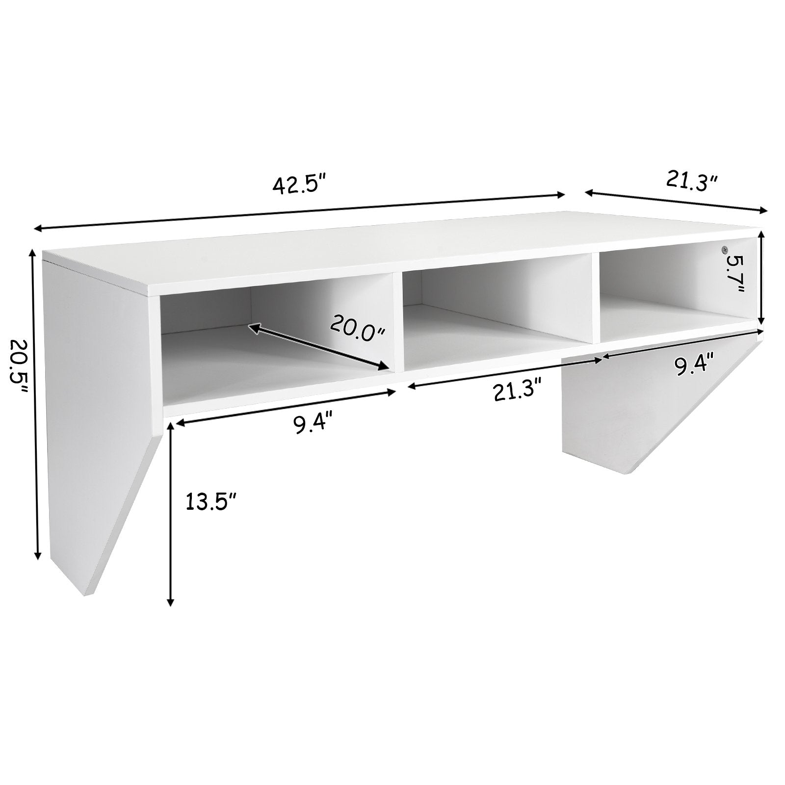 Wall Mounted Floating Computer Table Desk Storage Shelf, White Laptop Tables & Printer Stands   at Gallery Canada