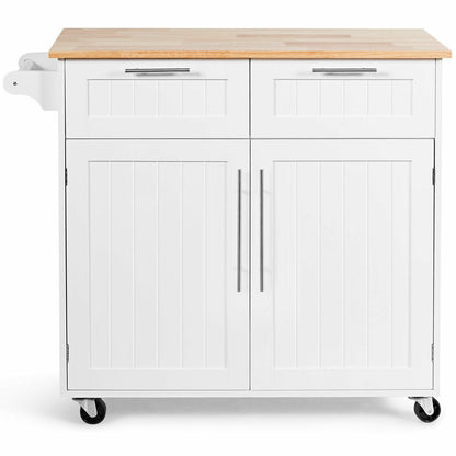 Heavy Duty Rolling Kitchen Cart with Tower Holder and Drawer, White Kitchen Islands & Carts   at Gallery Canada