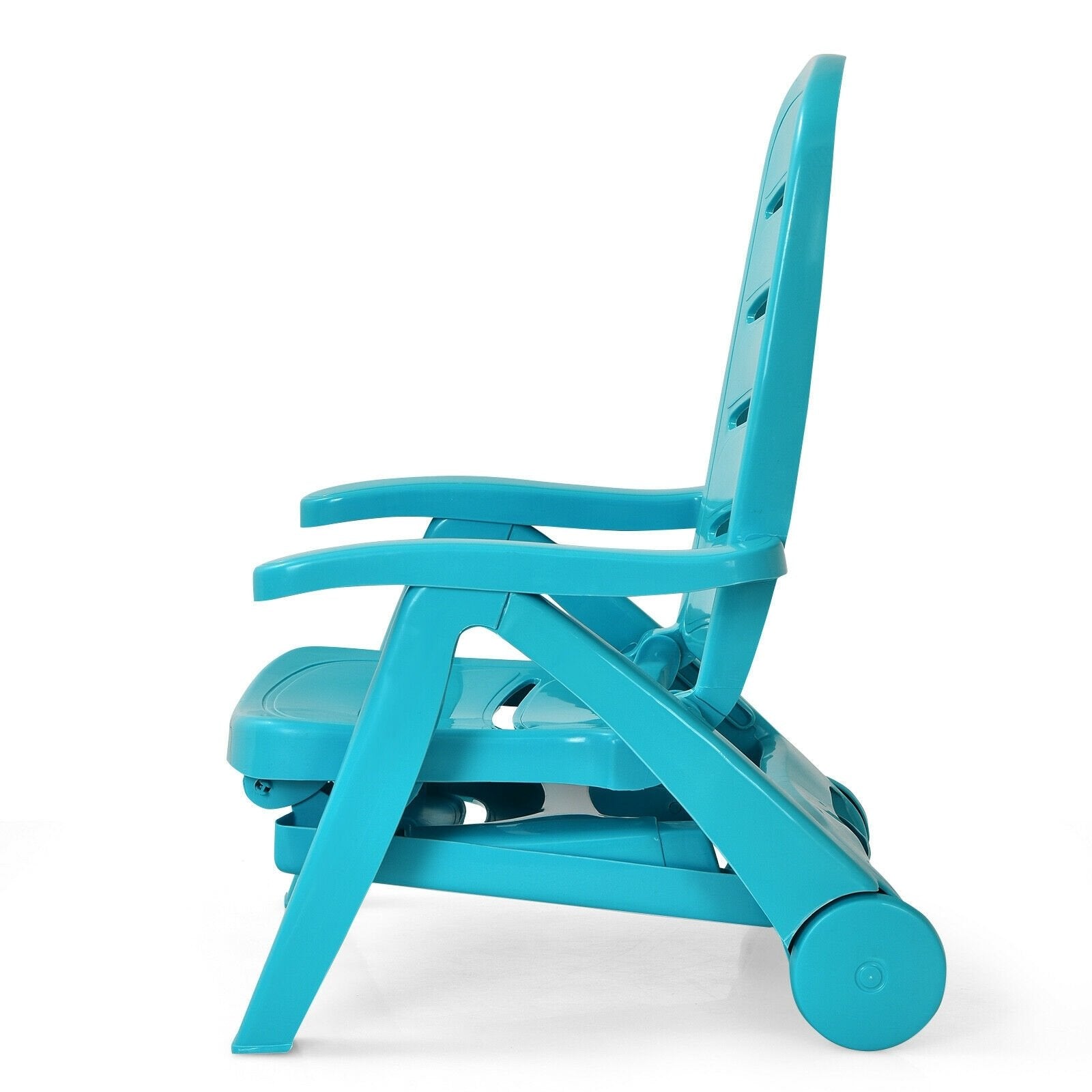 5 Position Adjustable Folding Lounger Chaise Chair on Wheels, Turquoise Outdoor Chaise Lounges   at Gallery Canada