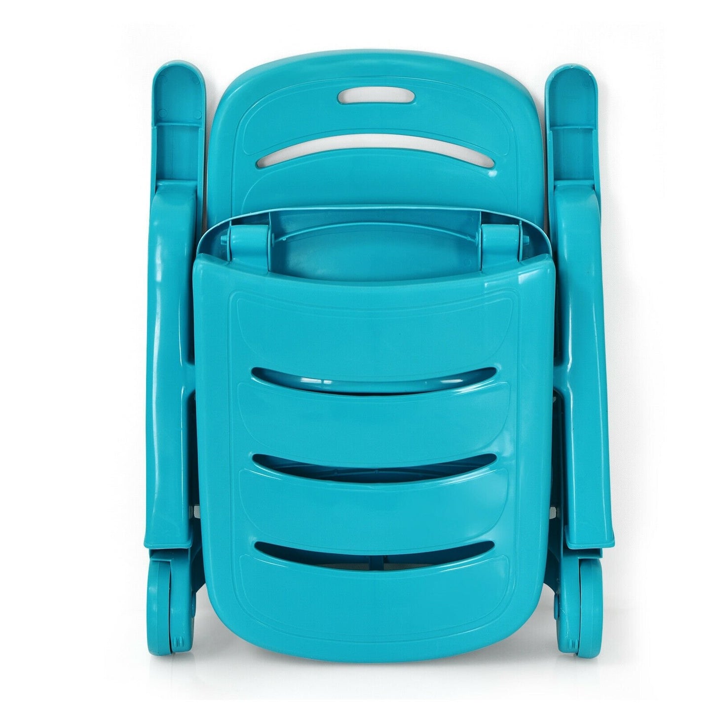 5 Position Adjustable Folding Lounger Chaise Chair on Wheels, Turquoise Outdoor Chaise Lounges   at Gallery Canada