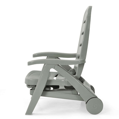 5 Position Adjustable Folding Lounger Chaise Chair on Wheels, Gray Outdoor Chaise Lounges   at Gallery Canada