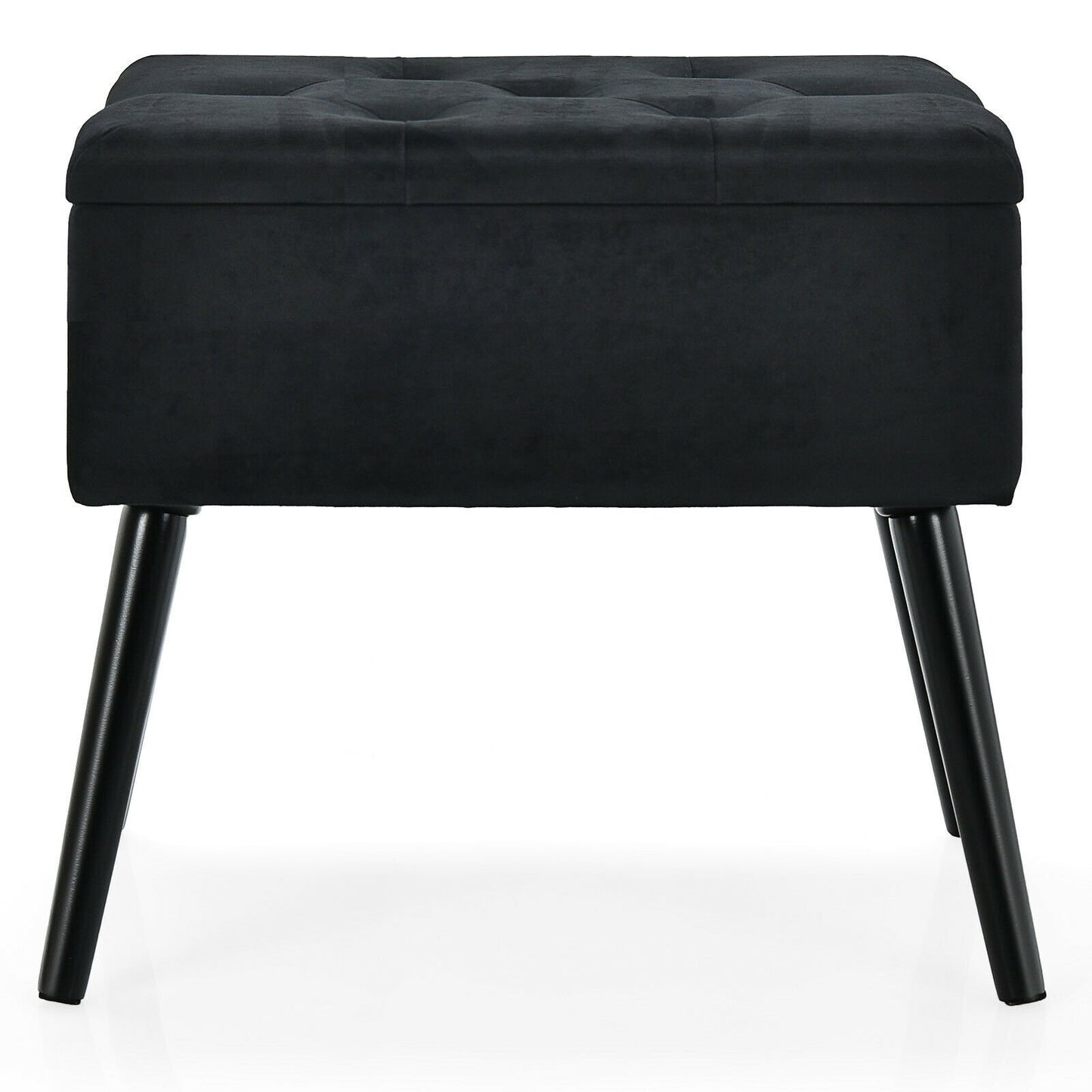 Velvet Storage Ottoman with Solid Wood Legs for Living Room Bedroom, Black Ottomans   at Gallery Canada