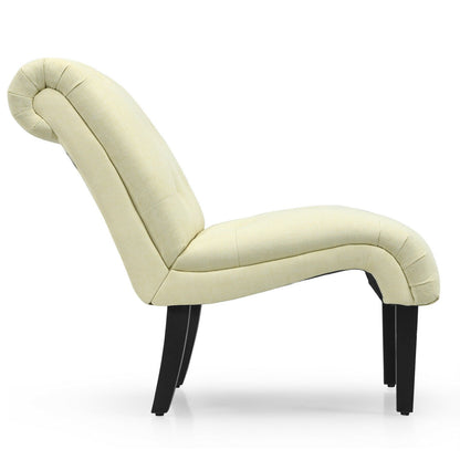 Cotton Linen Fabric Armless Accent Chair with Adjustable Foot Pads, Beige Sofas & Loveseats   at Gallery Canada