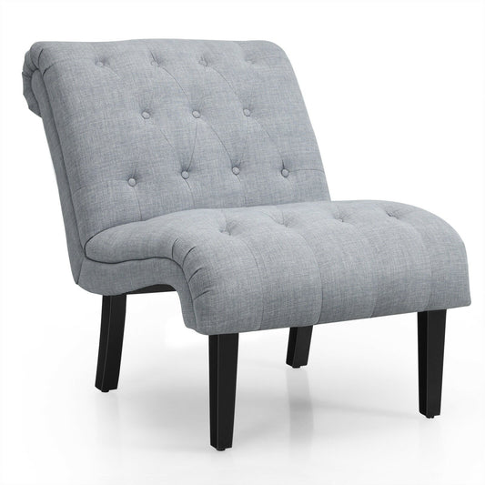 Cotton Linen Fabric Armless Accent Chair with Adjustable Foot Pads, Light Gray Sofas & Loveseats   at Gallery Canada