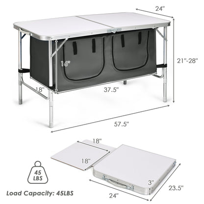 Height Adjustable Folding Camping  Table, Gray Camping Furniture   at Gallery Canada