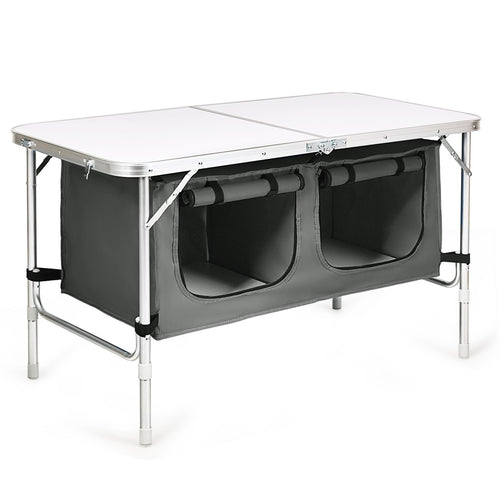 Height Adjustable Folding Camping  Table, Gray