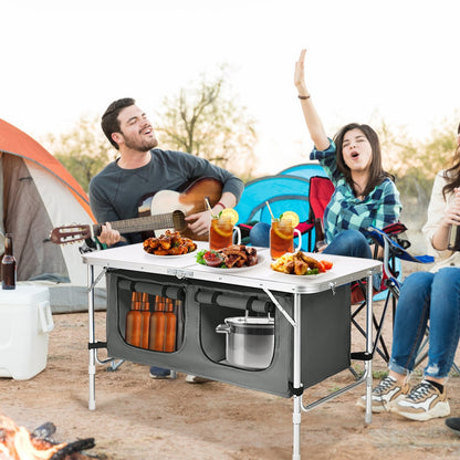 Height Adjustable Folding Camping  Table, Gray Camping Furniture   at Gallery Canada