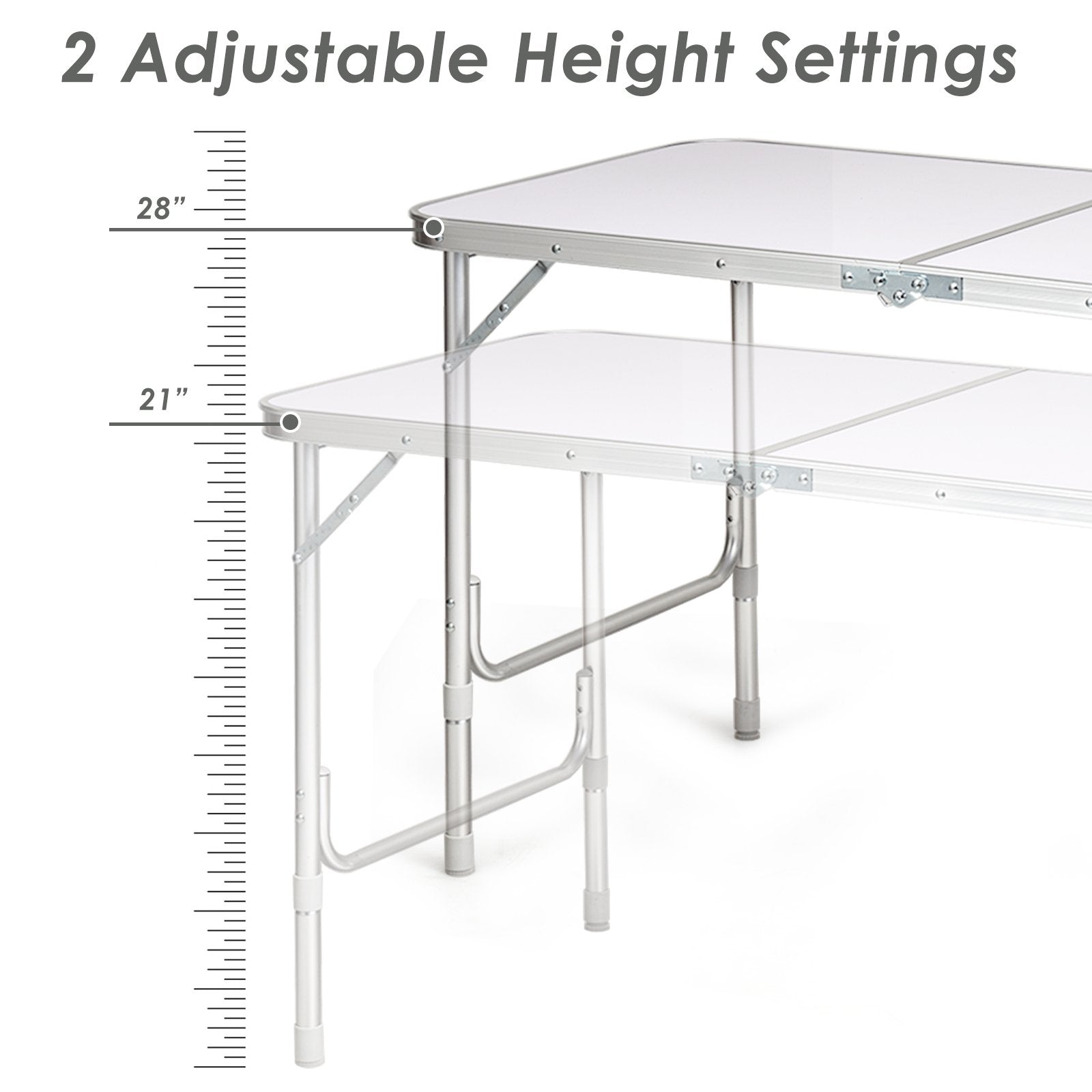 Height Adjustable Folding Camping  Table, Gray Camping Furniture   at Gallery Canada