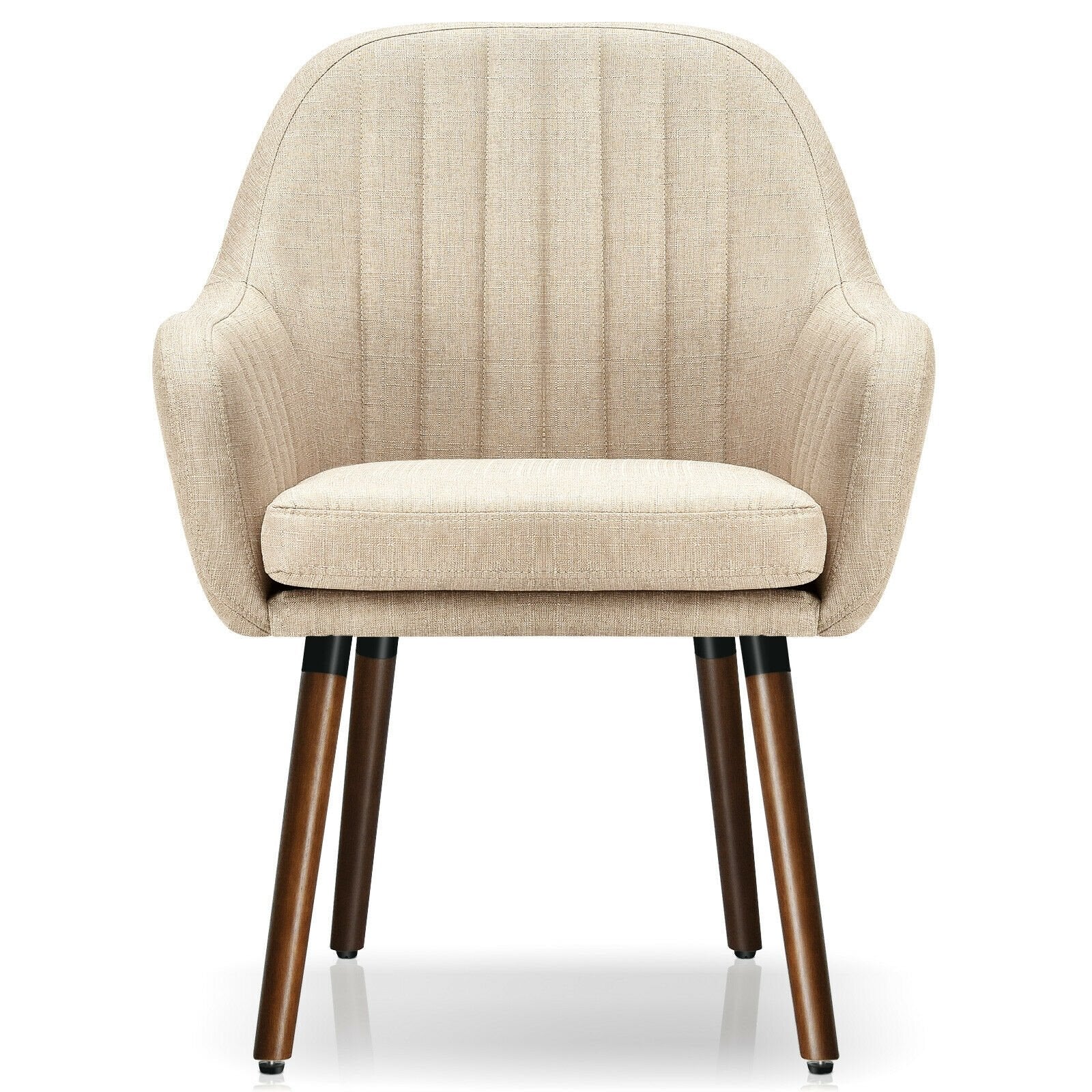 Set of 2 Fabric Upholstered Accent Chairs with Wooden Legs, Beige Accent Chairs   at Gallery Canada