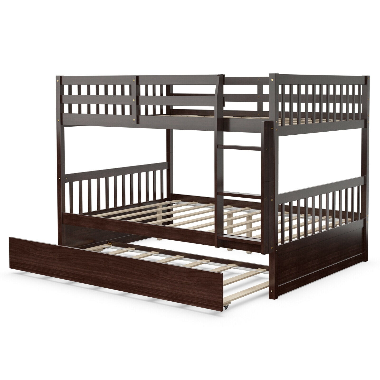 Full over Full Bunk Bed Platform Wood Bed, Brown Bunk Bed Frame   at Gallery Canada