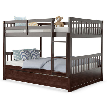 Full over Full Bunk Bed Platform Wood Bed, Brown Bunk Bed Frame   at Gallery Canada