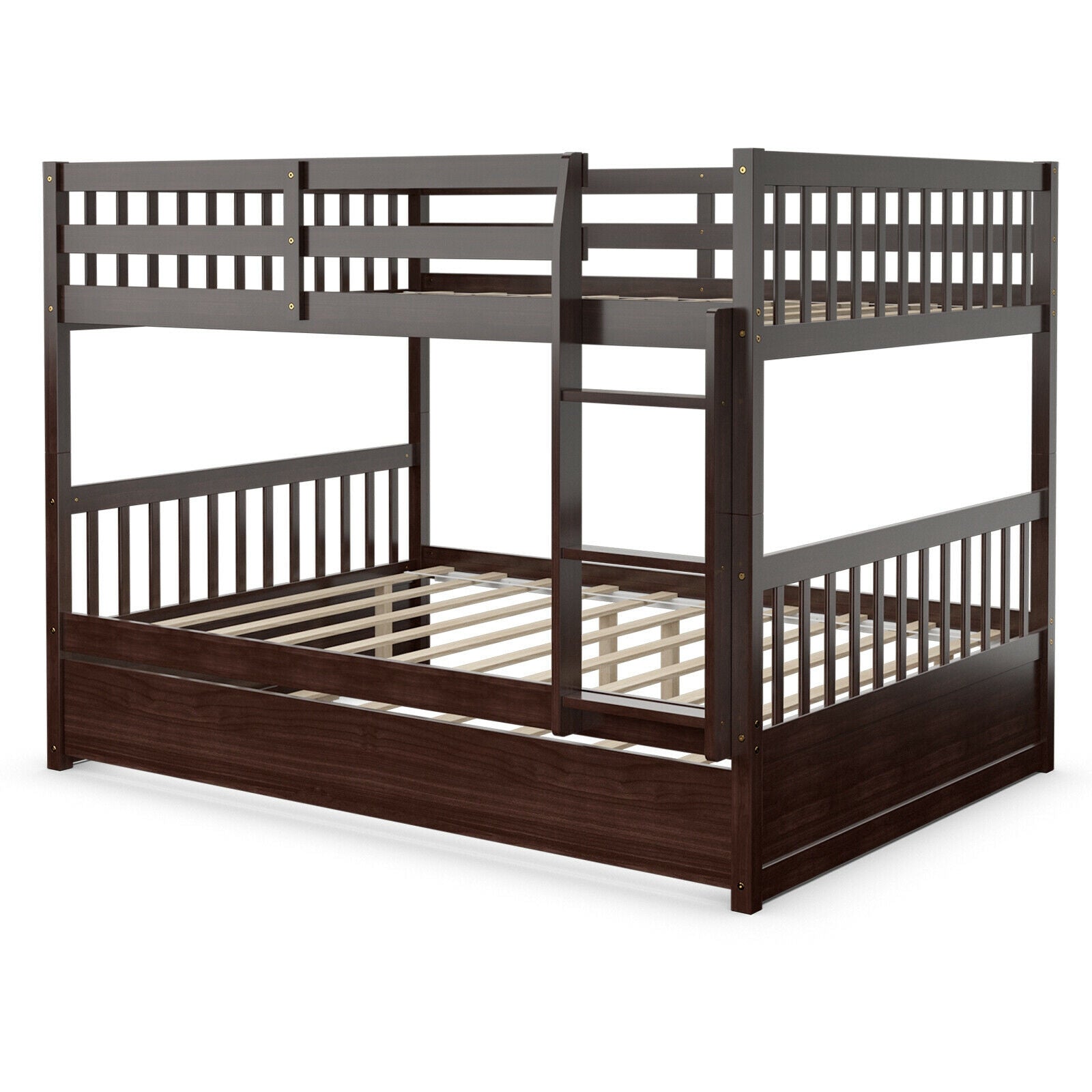 Full over Full Bunk Bed Platform Wood Bed, Brown Bunk Bed Frame Brown  at Gallery Canada