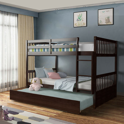 Full over Full Bunk Bed Platform Wood Bed, Brown Bunk Bed Frame   at Gallery Canada