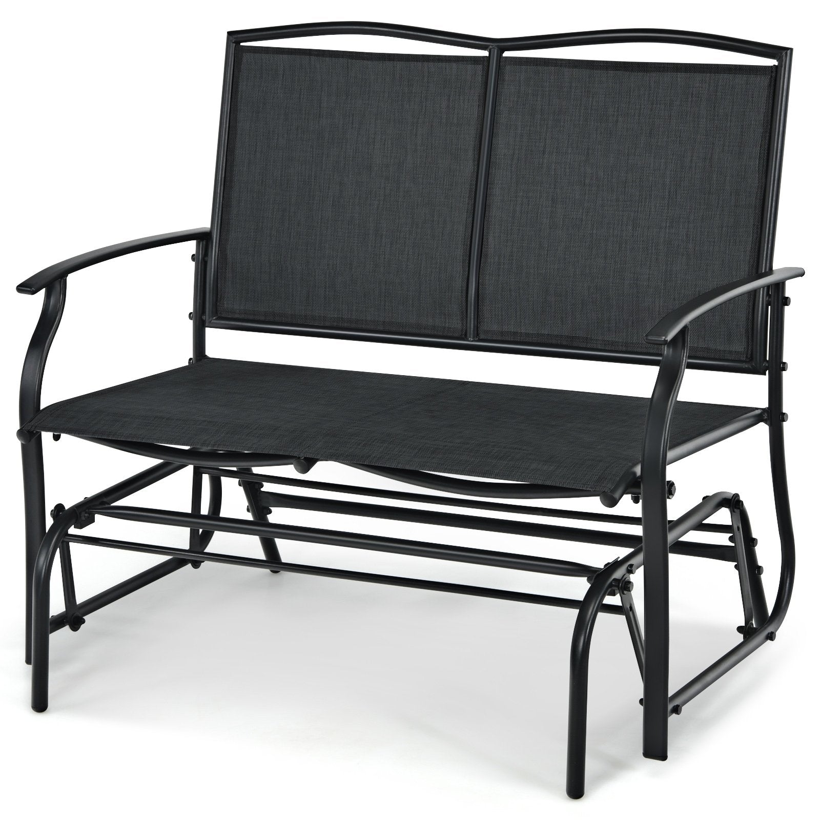 Iron Patio Rocking Chair for Outdoor Backyard and Lawn, Black Patio Rocking Chairs & Gliders   at Gallery Canada