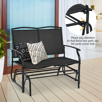 Iron Patio Rocking Chair for Outdoor Backyard and Lawn, Black Patio Rocking Chairs & Gliders   at Gallery Canada