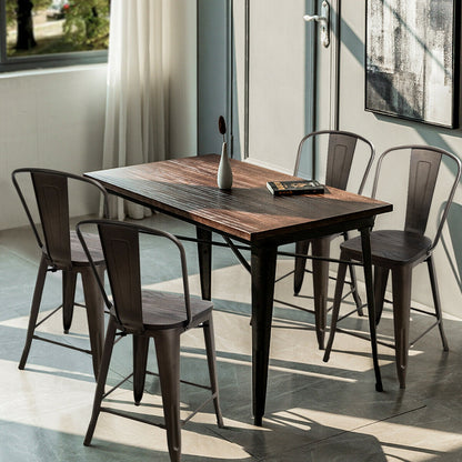 Set of 4 Industrial Metal Counter Stool Dining Chairs with Removable Backrests, Dark Brown Bar Stools   at Gallery Canada