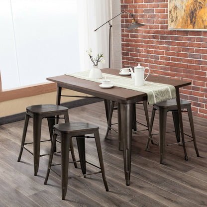 Set of 4 Industrial Metal Counter Stool Dining Chairs with Removable Backrests, Dark Brown Bar Stools   at Gallery Canada