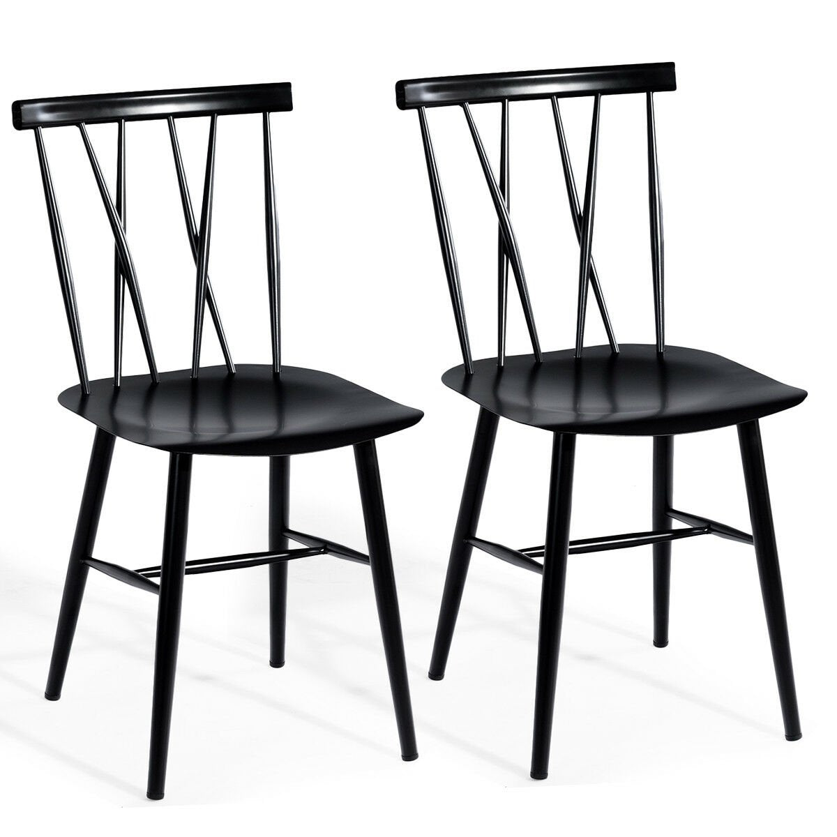 Set of 2 Modern Dining Chairs with Backrest, Black Dining Chairs   at Gallery Canada