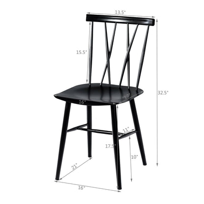 Set of 2 Modern Dining Chairs with Backrest, Black Dining Chairs   at Gallery Canada