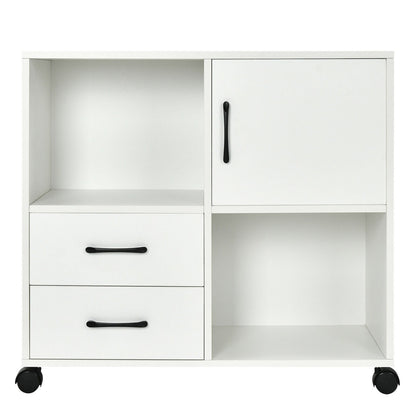 Mobile File Cabinet with Lateral Printer Stand and Storage Shelves, White - Gallery Canada