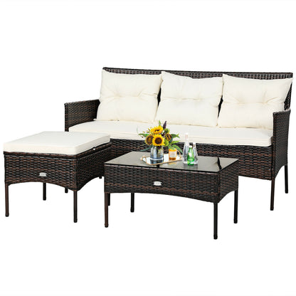 3 Pieces Patio Furniture Sectional Set with 5 Cozy Seat and Back Cushions, White Patio Conversation Sets   at Gallery Canada