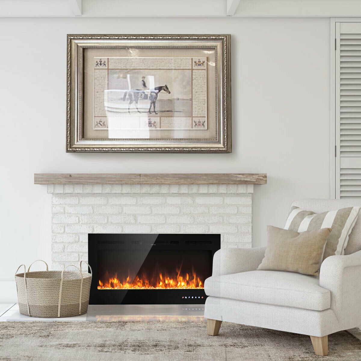 40-Inch Electric Fireplace Recessed with Thermostat, Black Fireplaces   at Gallery Canada