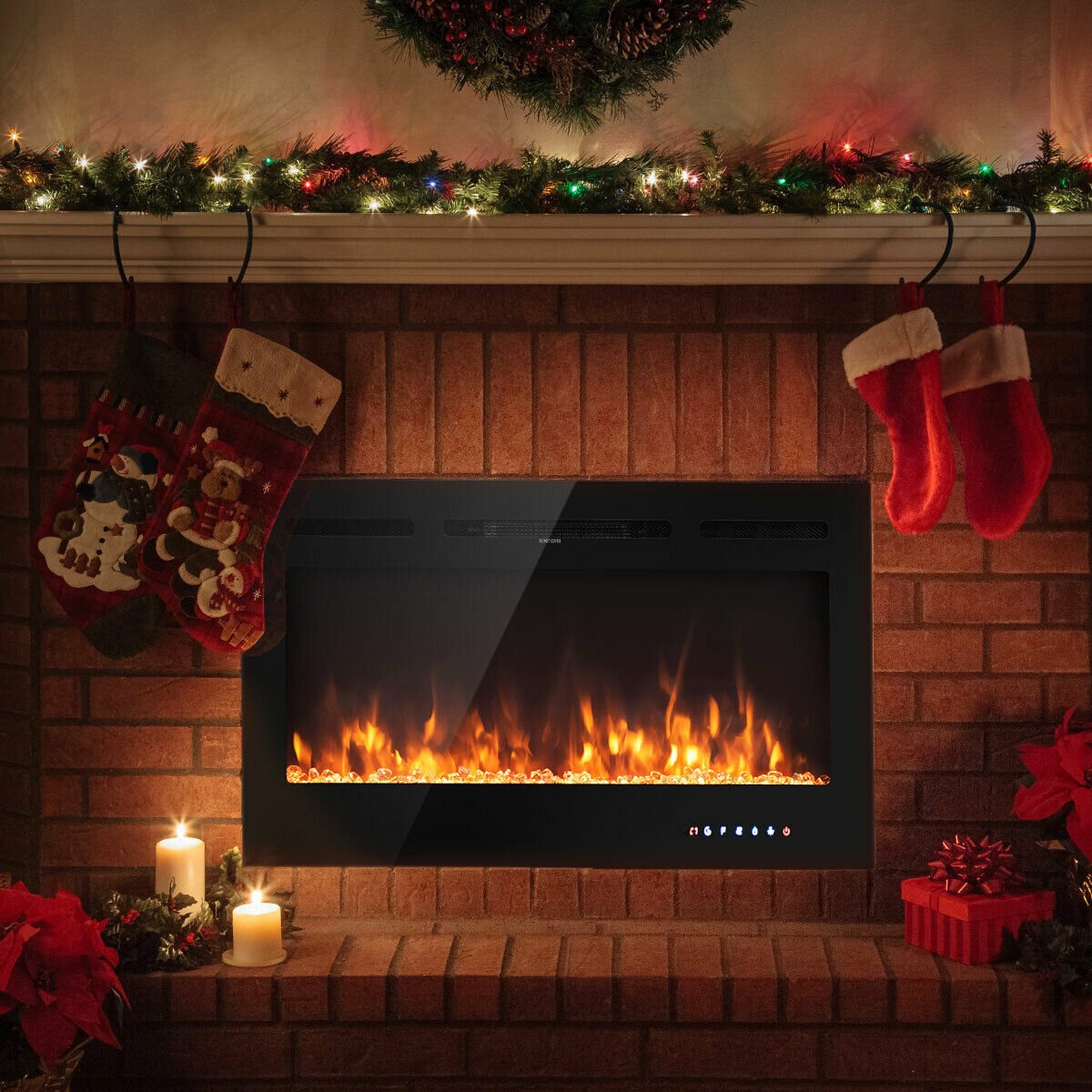 40-Inch Electric Fireplace Recessed with Thermostat, Black Fireplaces   at Gallery Canada