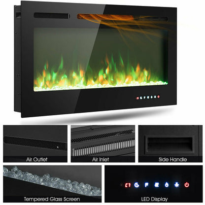 40-Inch Electric Fireplace Recessed with Thermostat, Black Fireplaces   at Gallery Canada