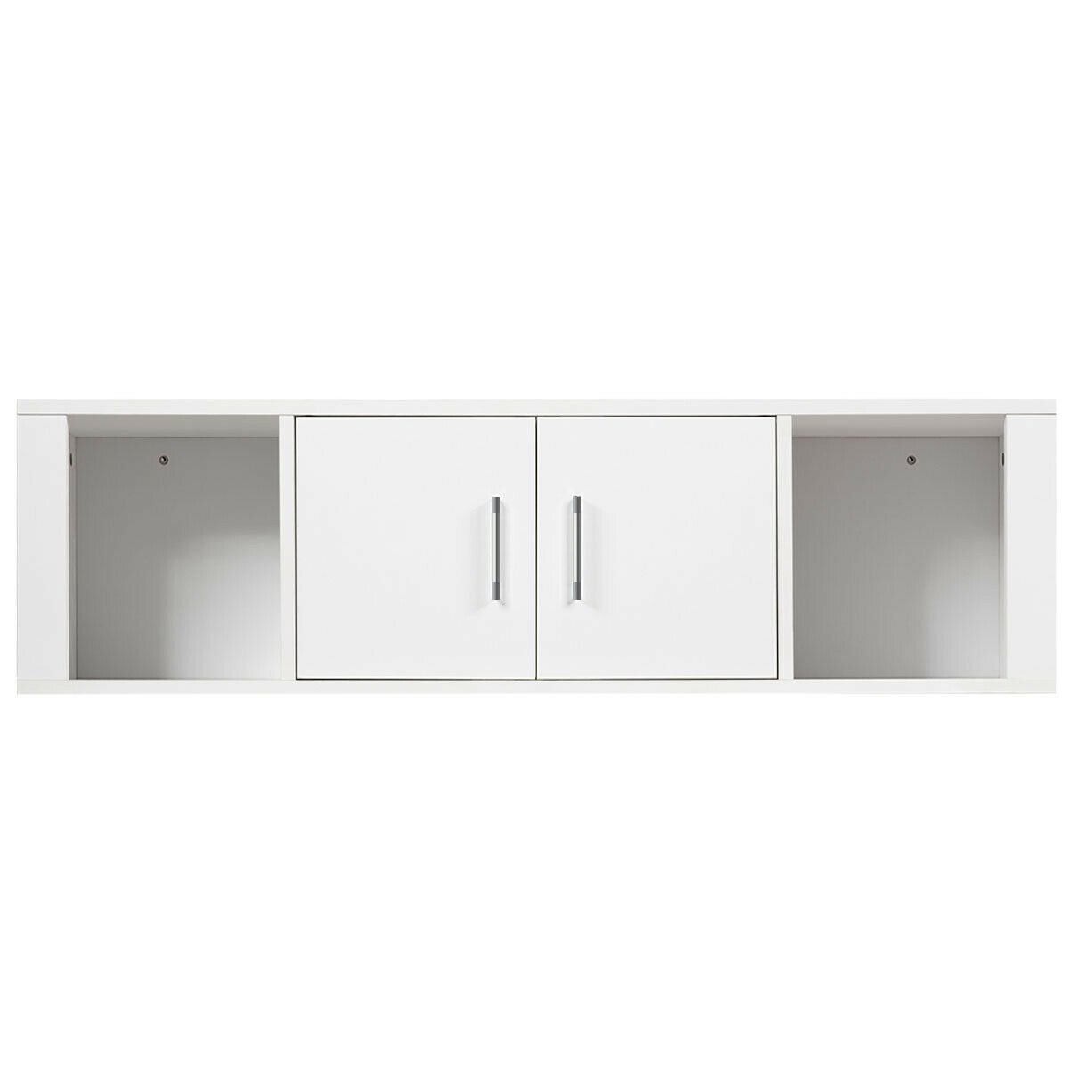 Wall Mounted Floating 2 Door Desk Hutch Storage Shelves, White Living Room   at Gallery Canada